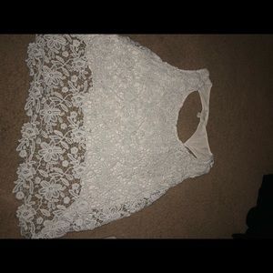 White Lace Crop Tank